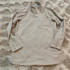 J. McLaughlin textured Button mock Neck Sweater with pockets neutral L